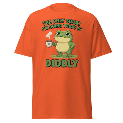 Diddly Squat Frog T-Shirt Funny Lazy Coffee Tee - Orange - T-Shirts Online