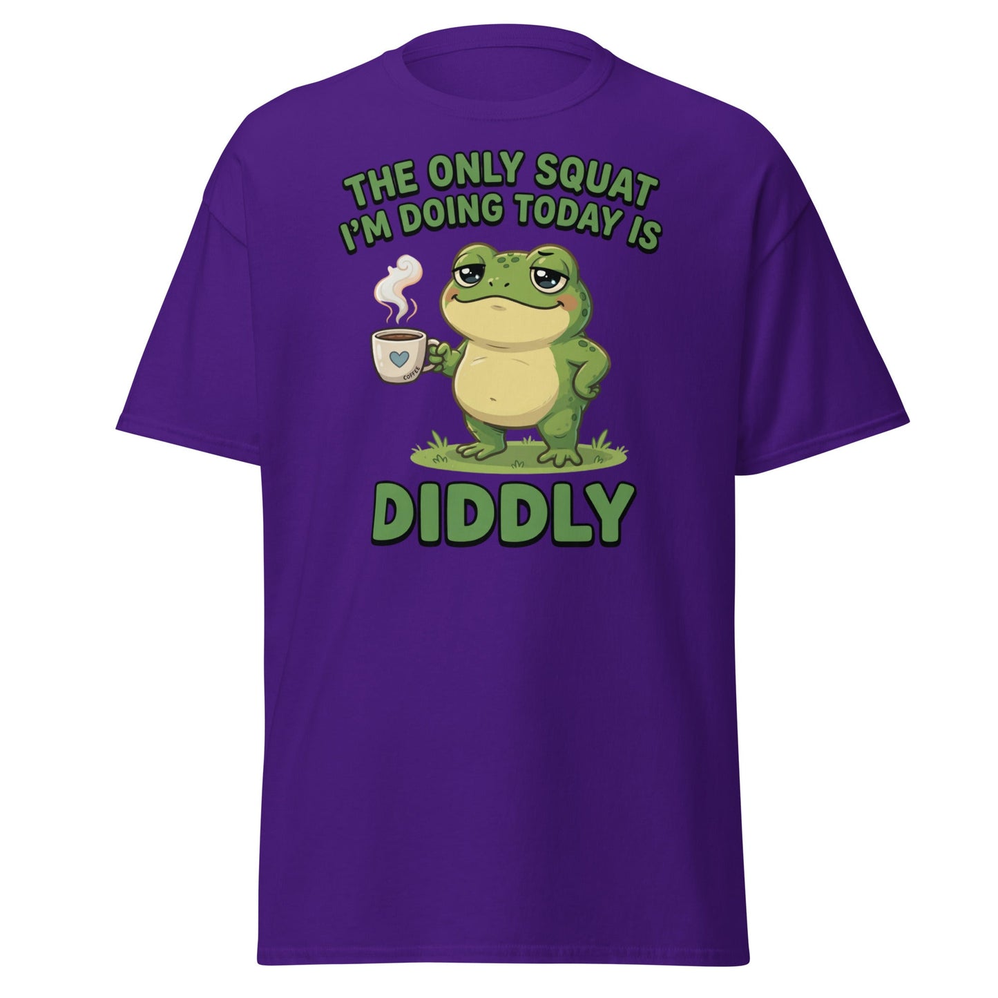 Diddly Squat Frog T-Shirt Funny Lazy Coffee Tee - Purple - T-Shirts Online