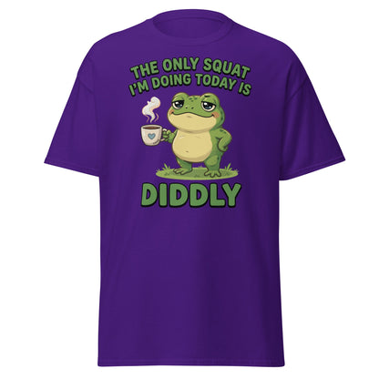 Diddly Squat Frog T-Shirt Funny Lazy Coffee Tee - Purple - T-Shirts Online