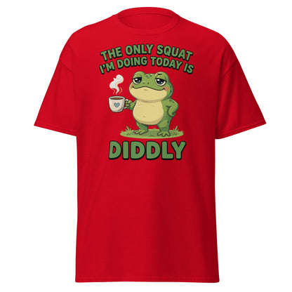 Diddly Squat Frog T-Shirt Funny Lazy Coffee Tee - Red - T-Shirts Online