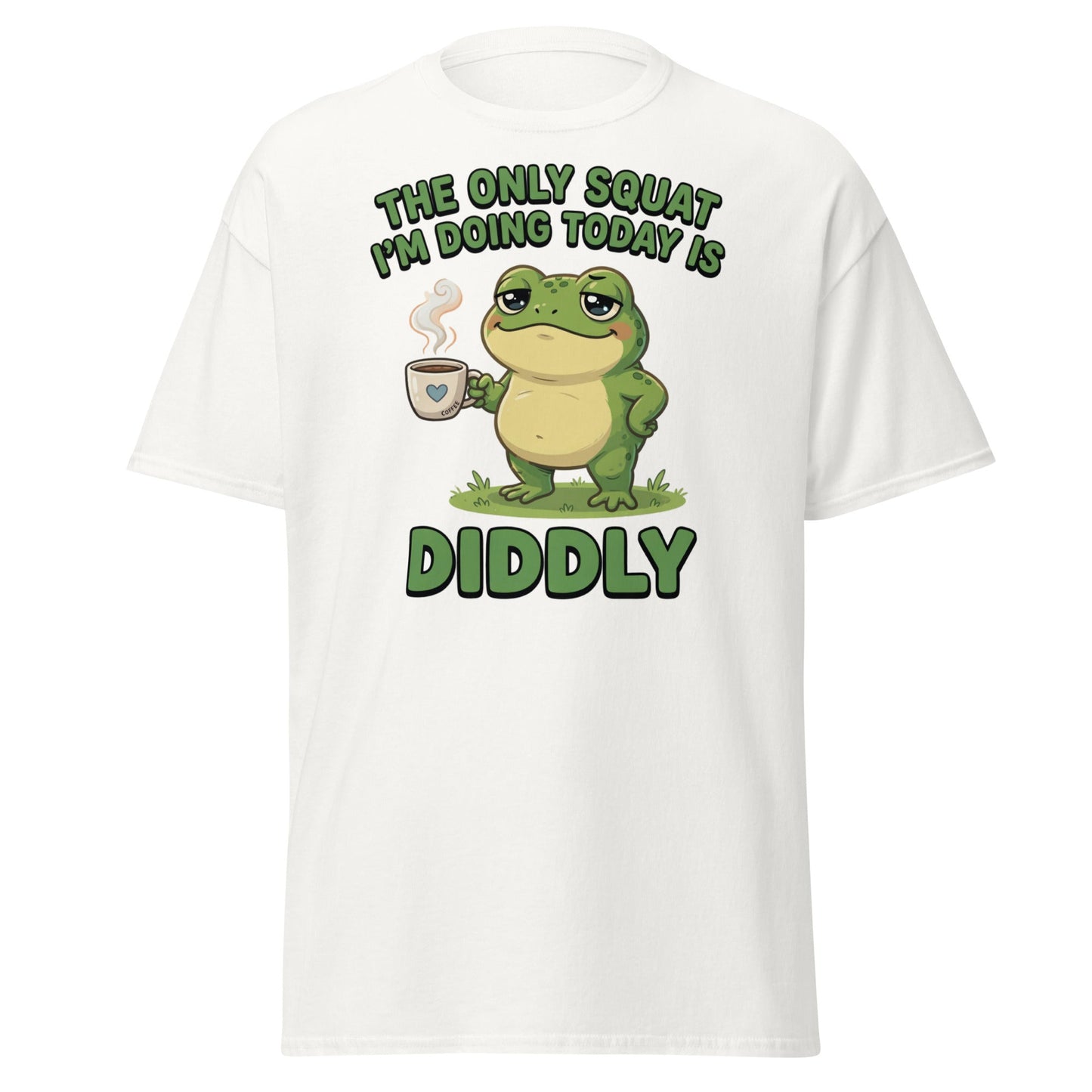 Diddly Squat Frog T-Shirt Funny Lazy Coffee Tee - White - T-Shirts Online