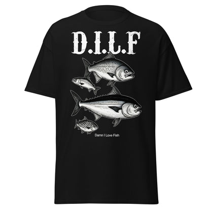 D.I.L.F. Damn I Love Fish T-Shirt - Funny Fishing Tee - Black - T-Shirts Online