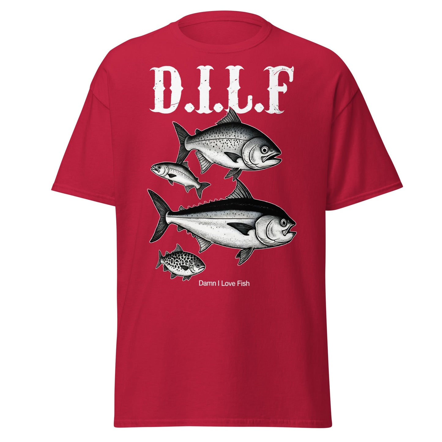 D.I.L.F. Damn I Love Fish T-Shirt - Funny Fishing Tee - Cardinal - T-Shirts Online
