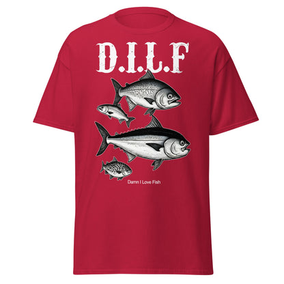D.I.L.F. Damn I Love Fish T-Shirt - Funny Fishing Tee - Cardinal - T-Shirts Online