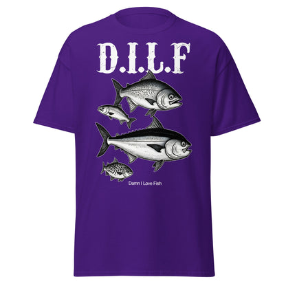 D.I.L.F. Damn I Love Fish T-Shirt - Funny Fishing Tee - Purple - T-Shirts Online