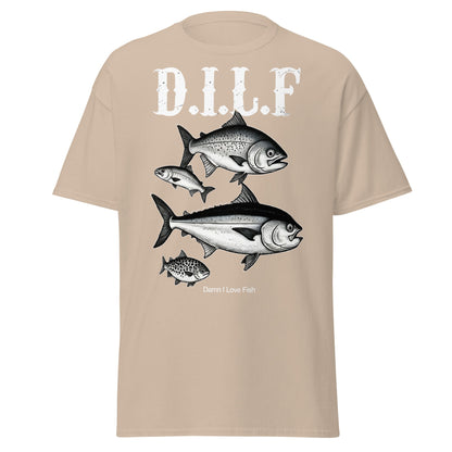 D.I.L.F. Damn I Love Fish T-Shirt - Funny Fishing Tee - Sand - T-Shirts Online