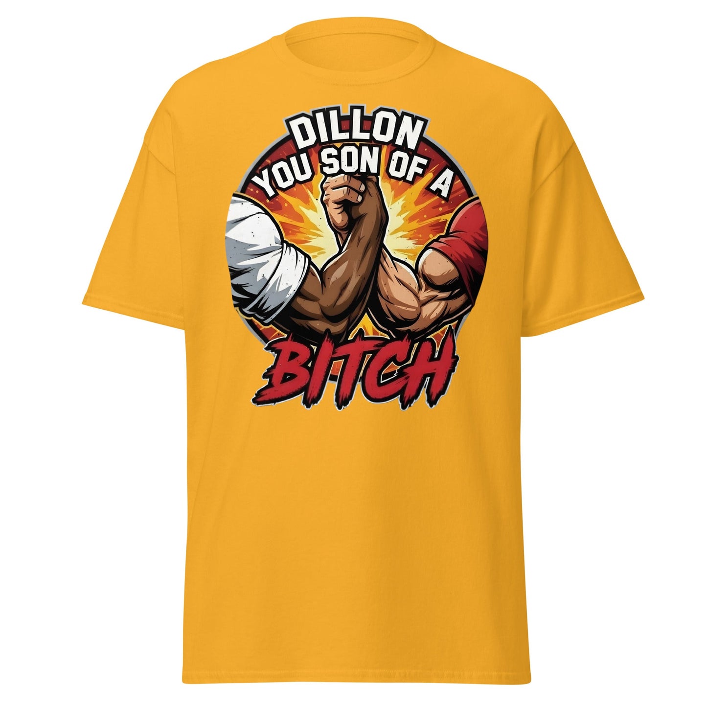 Dillon You Son of a Bitch T-Shirt | Retro Action Movie Tee - Gold - T-Shirts Online