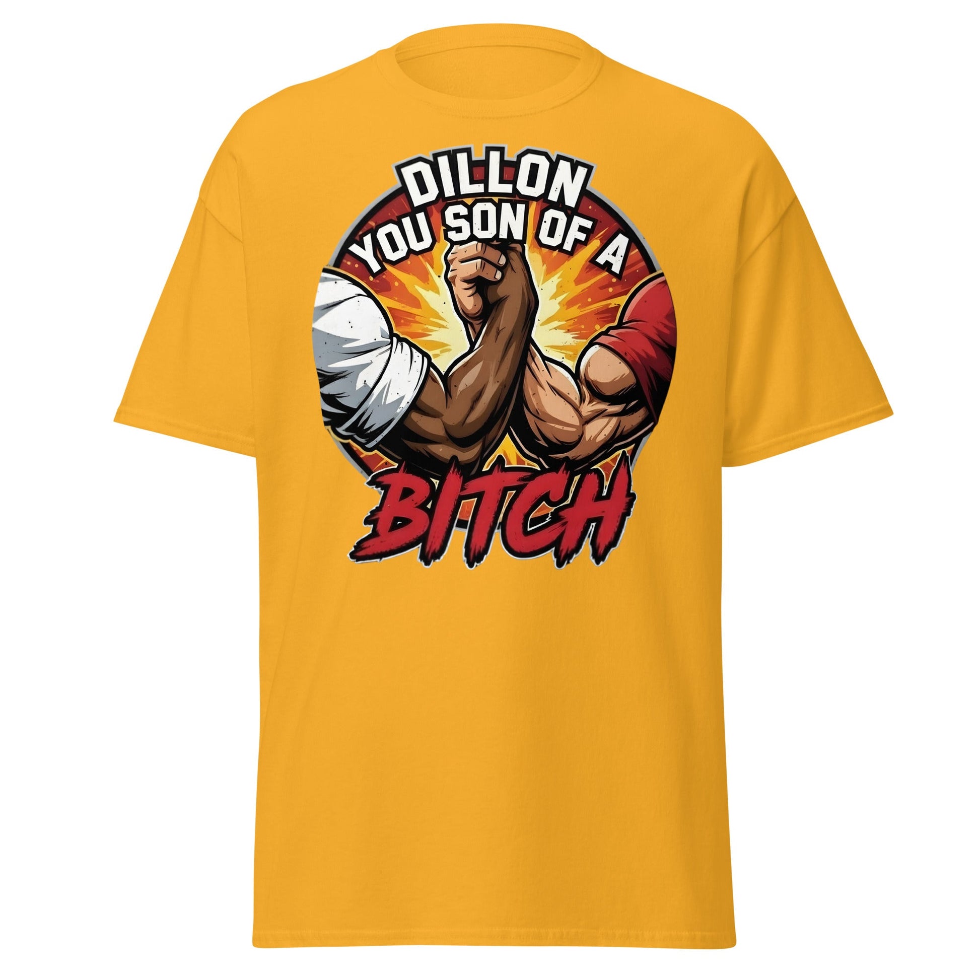 Dillon You Son of a Bitch T-Shirt | Retro Action Movie Tee - Gold - T-Shirts Online