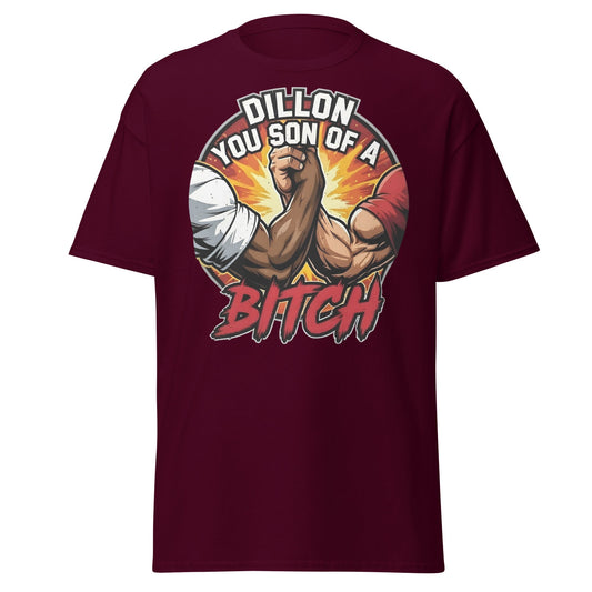 Dillon You Son of a Bitch T-Shirt | Retro Action Movie Tee - Maroon - T-Shirts Online