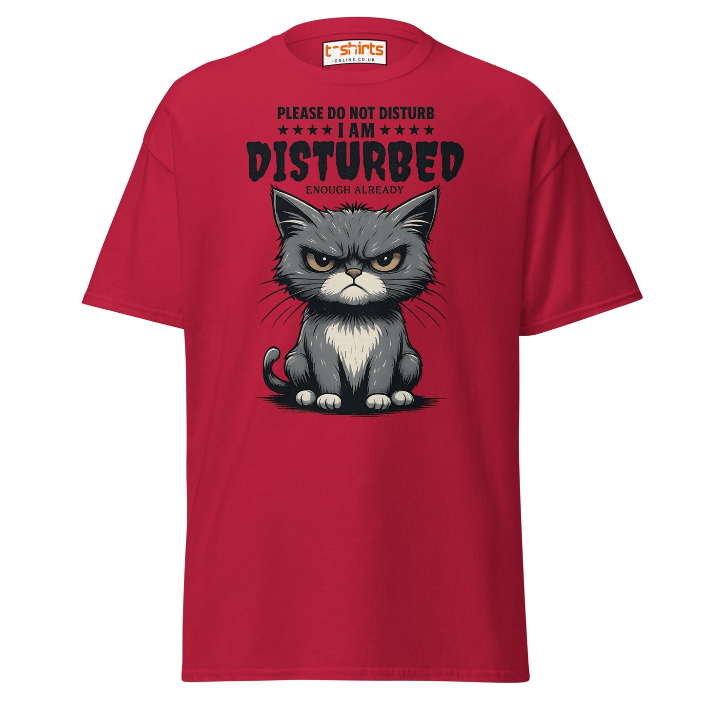 Disturbed Cat T-Shirt – Funny Grumpy Cat Tee - Cardinal - T-Shirts Online