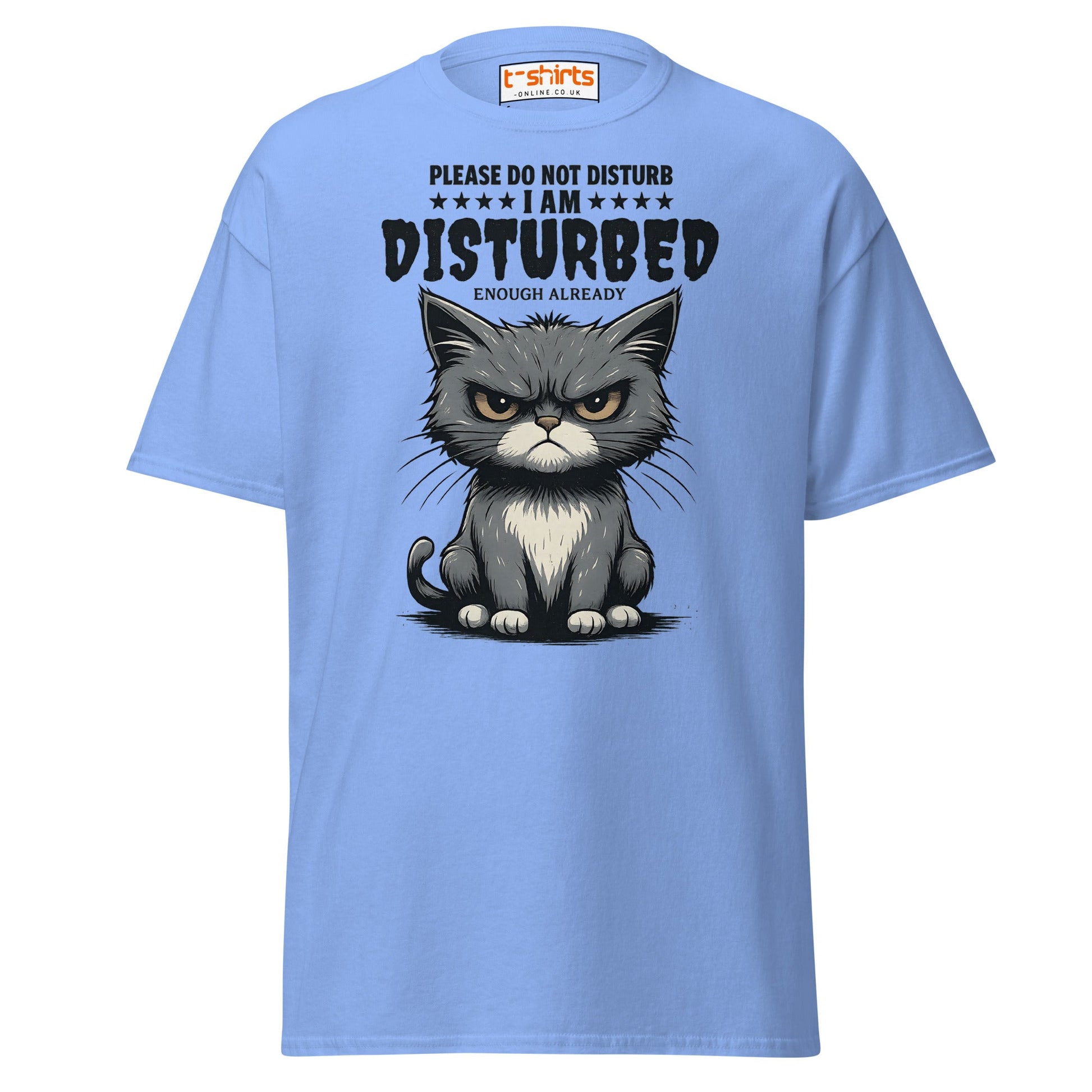 Disturbed Cat T-Shirt – Funny Grumpy Cat Tee - Carolina Blue - T-Shirts Online