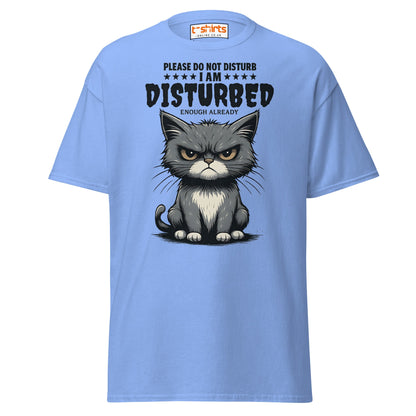 Disturbed Cat T-Shirt – Funny Grumpy Cat Tee - Carolina Blue - T-Shirts Online