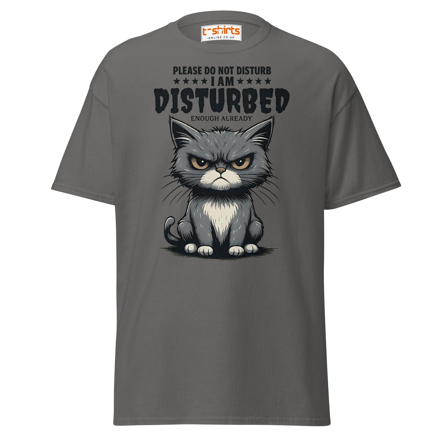 Disturbed Cat T-Shirt – Funny Grumpy Cat Tee - Charcoal - T-Shirts Online