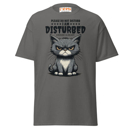 Disturbed Cat T-Shirt – Funny Grumpy Cat Tee - Charcoal - T-Shirts Online