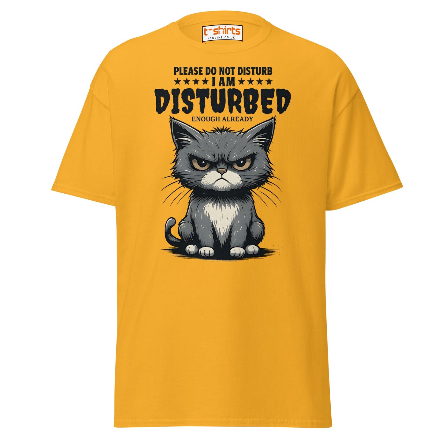 Disturbed Cat T-Shirt – Funny Grumpy Cat Tee - Gold - T-Shirts Online