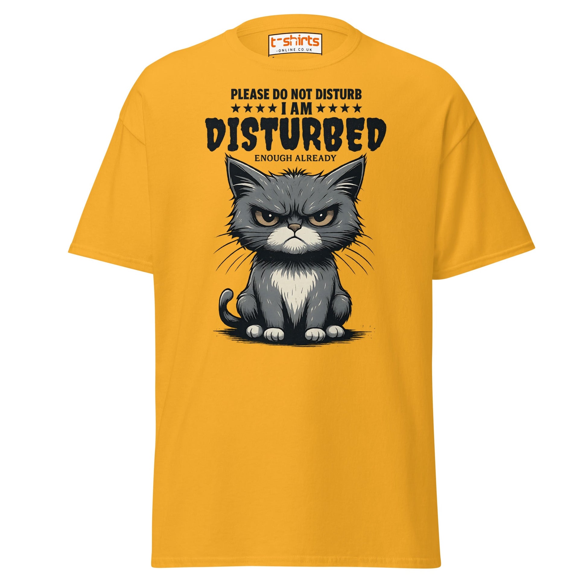 Disturbed Cat T-Shirt – Funny Grumpy Cat Tee - Gold - T-Shirts Online