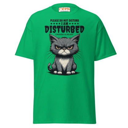 Disturbed Cat T-Shirt – Funny Grumpy Cat Tee - Irish Green - T-Shirts Online