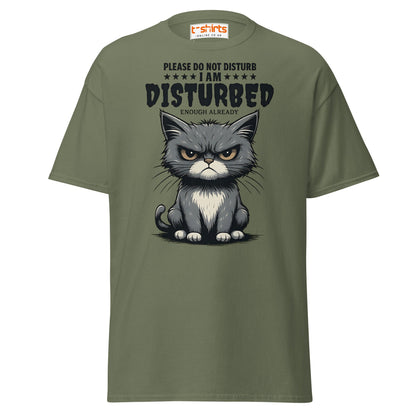 Disturbed Cat T-Shirt – Funny Grumpy Cat Tee - Military Green - T-Shirts Online