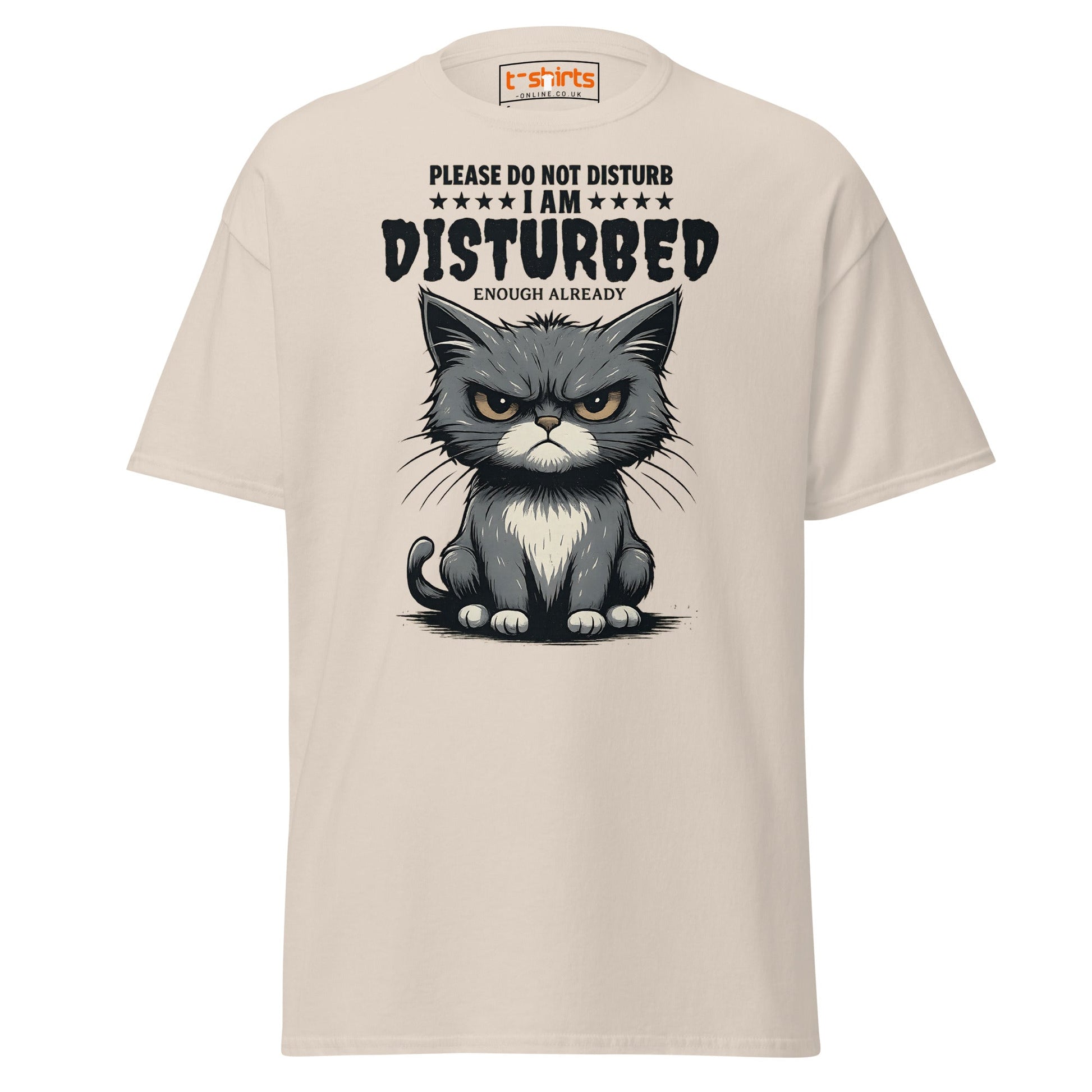 Disturbed Cat T-Shirt – Funny Grumpy Cat Tee - Natural - T-Shirts Online