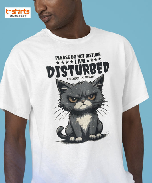 Disturbed Cat T-Shirt – Funny Grumpy Cat Tee - Red - T-Shirts Online
