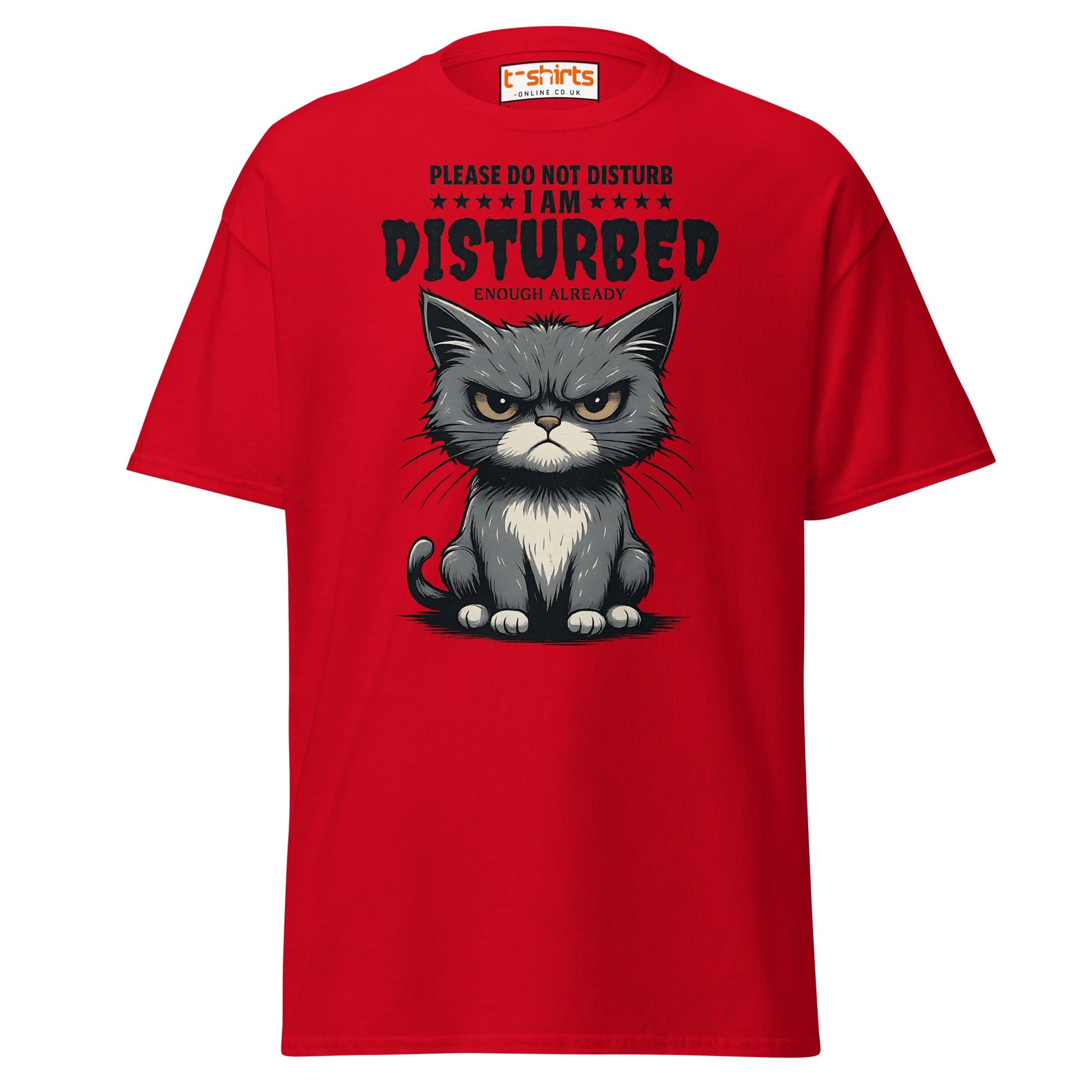 Disturbed Cat T-Shirt – Funny Grumpy Cat Tee - Red - T-Shirts Online
