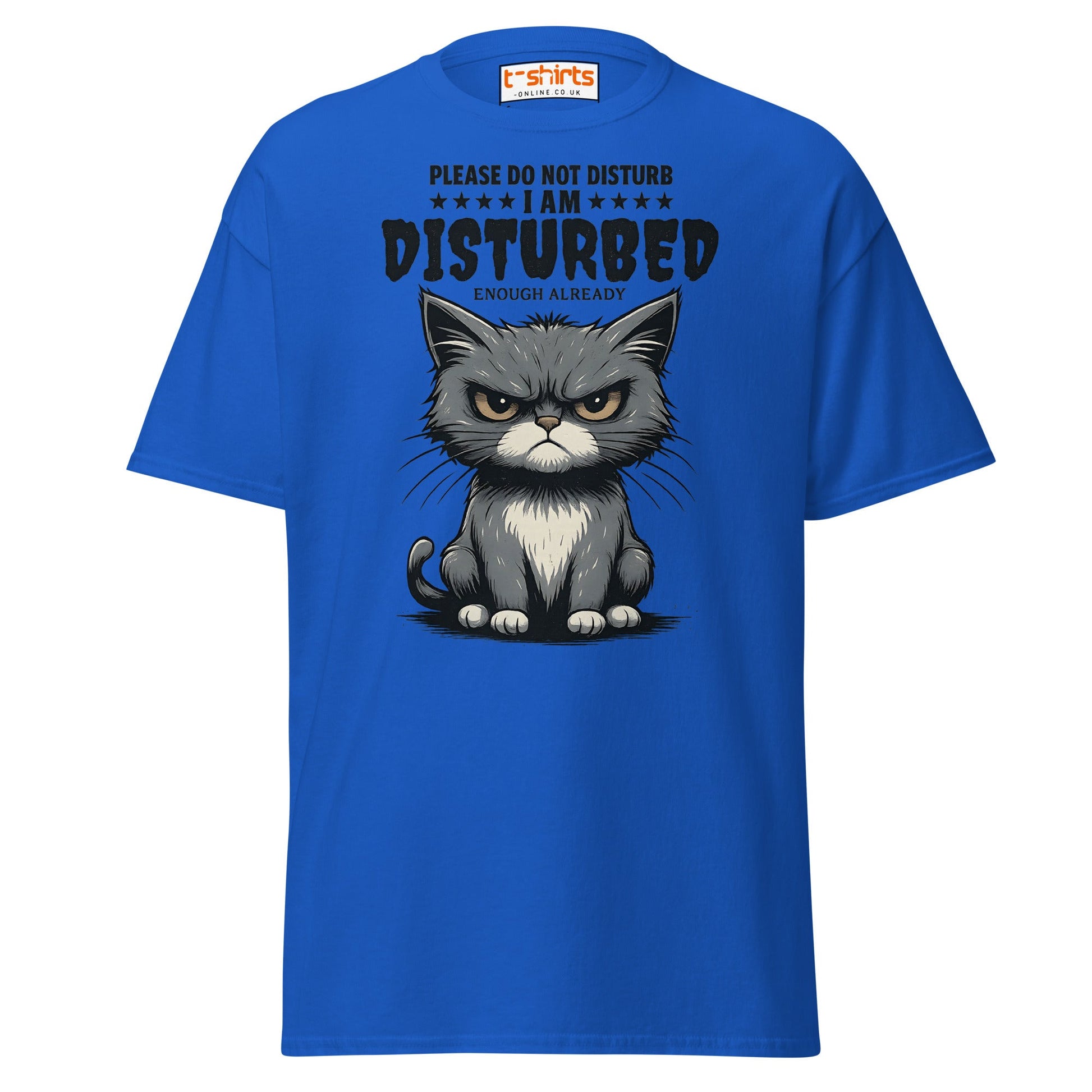 Disturbed Cat T-Shirt – Funny Grumpy Cat Tee - Royal - T-Shirts Online