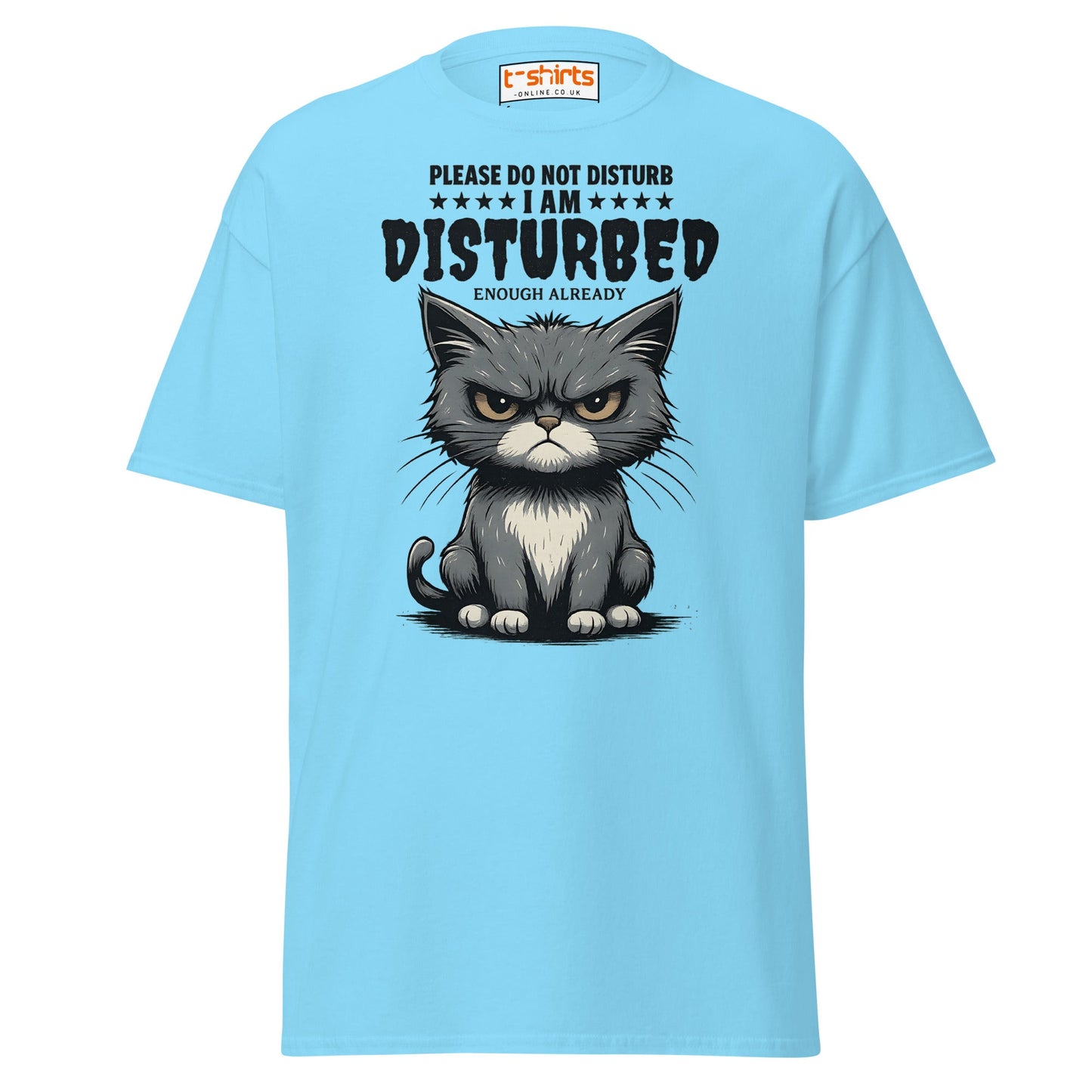 Disturbed Cat T-Shirt – Funny Grumpy Cat Tee - Sky - T-Shirts Online