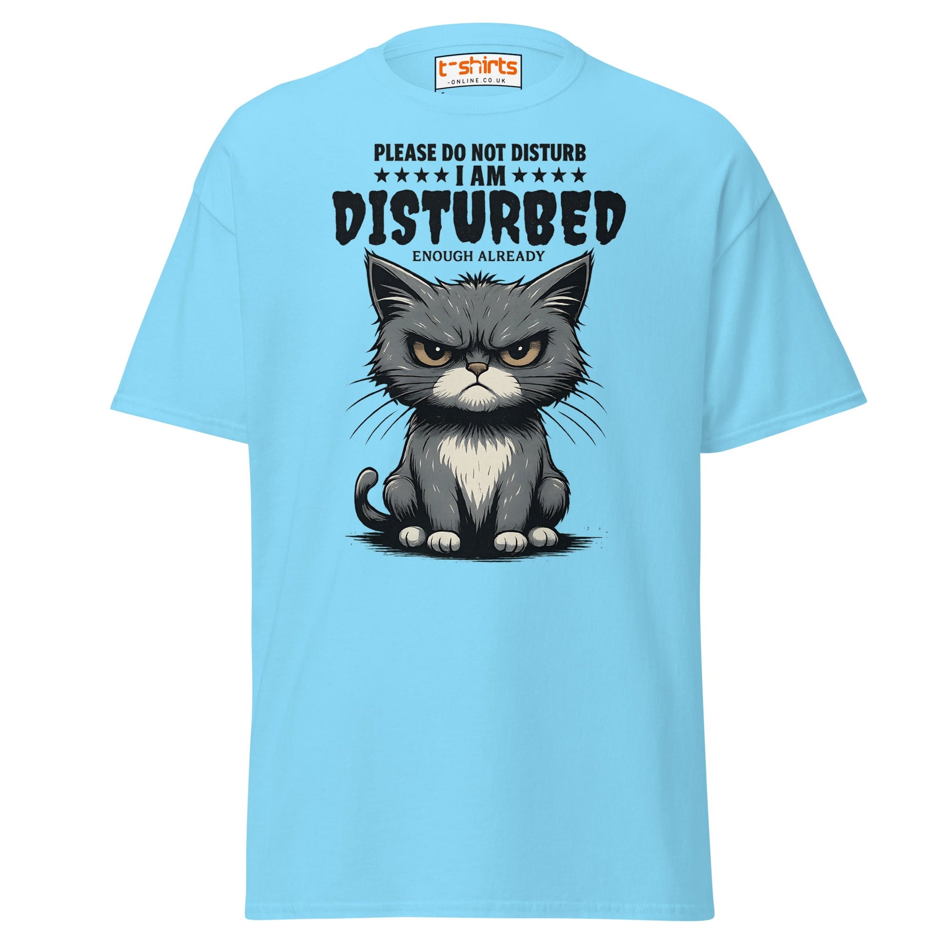 Disturbed Cat T-Shirt – Funny Grumpy Cat Tee - Sky - T-Shirts Online