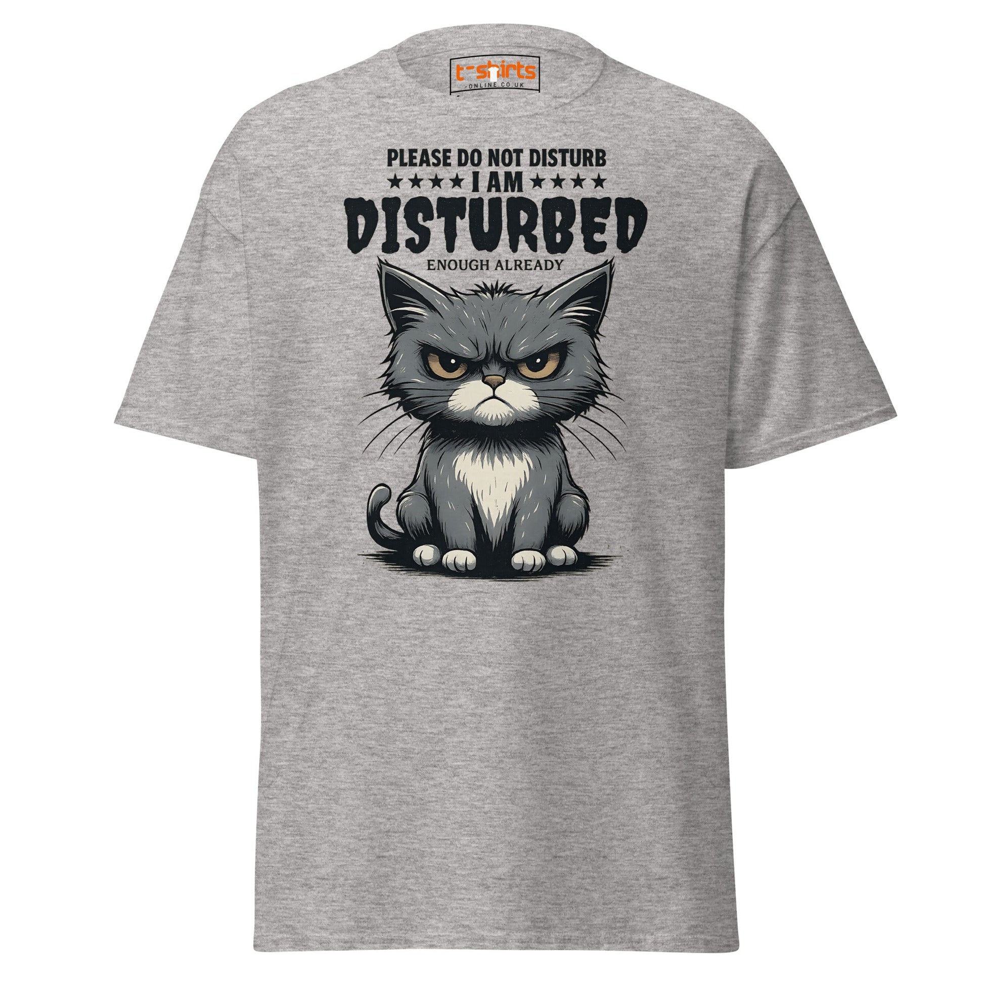 Disturbed Cat T-Shirt – Funny Grumpy Cat Tee - Sport Grey - T-Shirts Online