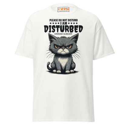 Disturbed Cat T-Shirt – Funny Grumpy Cat Tee - White - T-Shirts Online