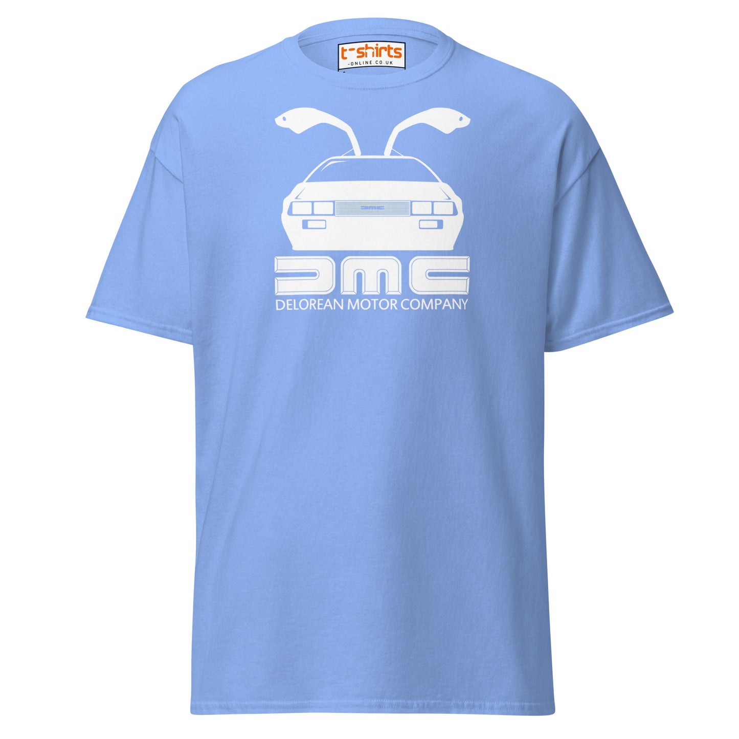 DMC DeLorean T-Shirt | Retro Car Lovers Tee - Carolina Blue - T-Shirts Online