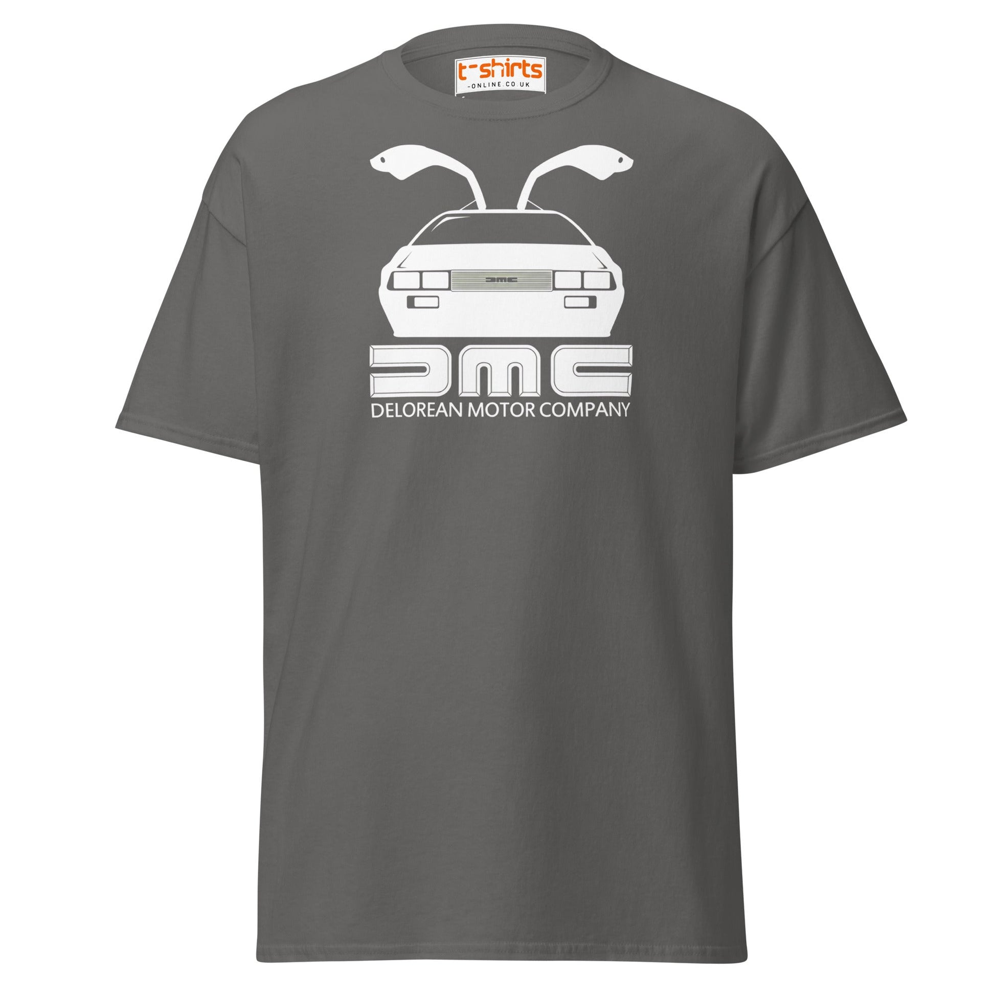 DMC DeLorean T-Shirt | Retro Car Lovers Tee - Charcoal - T-Shirts Online