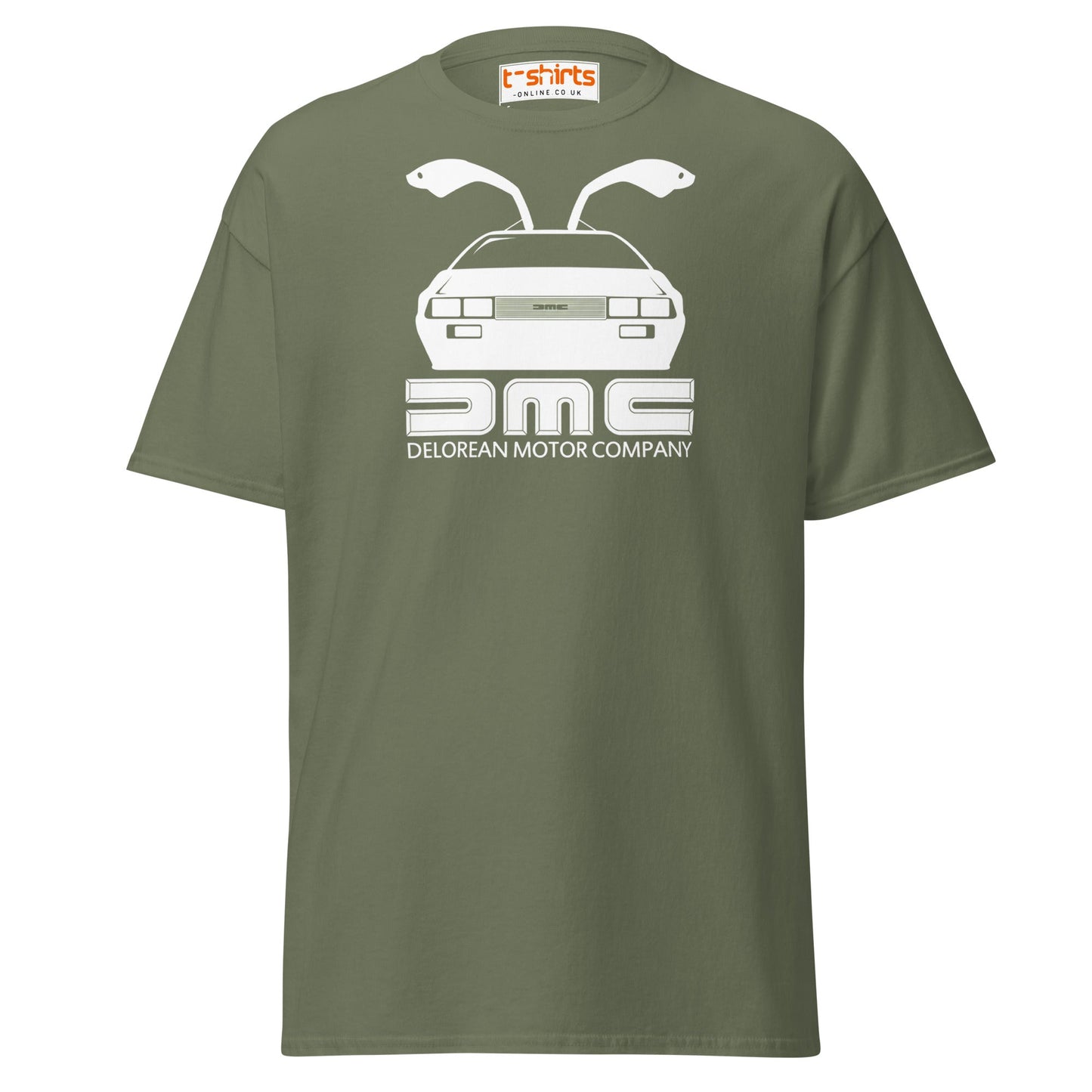 DMC DeLorean T-Shirt | Retro Car Lovers Tee - Military Green - T-Shirts Online