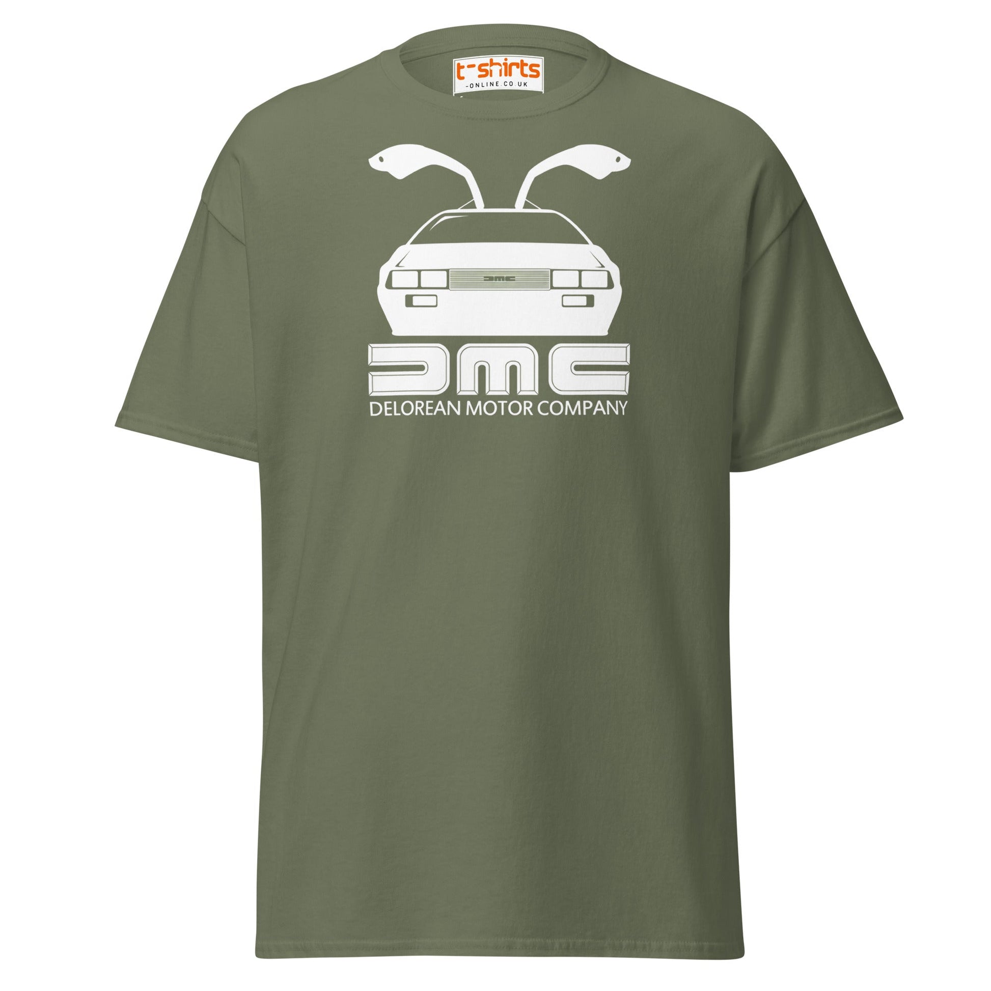DMC DeLorean T-Shirt | Retro Car Lovers Tee - Military Green - T-Shirts Online