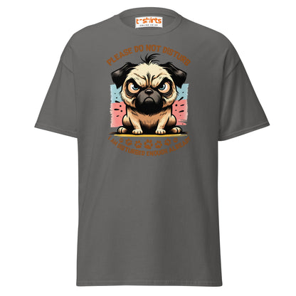 Do Not Disturb Pug T-Shirt | Funny Dog Humor Tee - Charcoal - T-Shirts Online