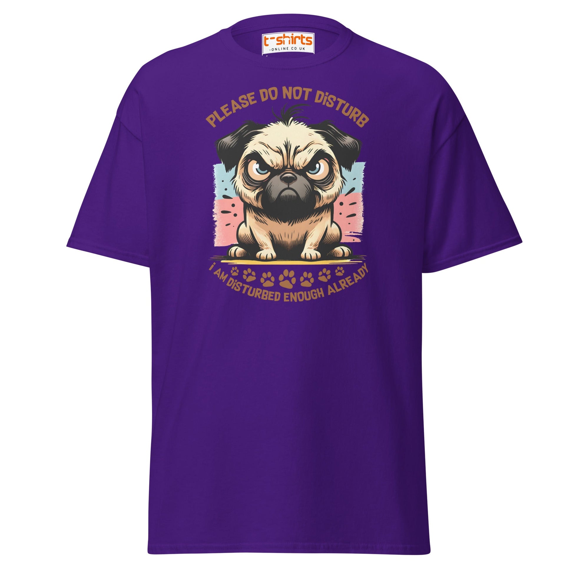 Do Not Disturb Pug T-Shirt | Funny Dog Humor Tee - Purple - T-Shirts Online