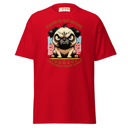 Do Not Disturb Pug T-Shirt | Funny Dog Humor Tee - Red - T-Shirts Online