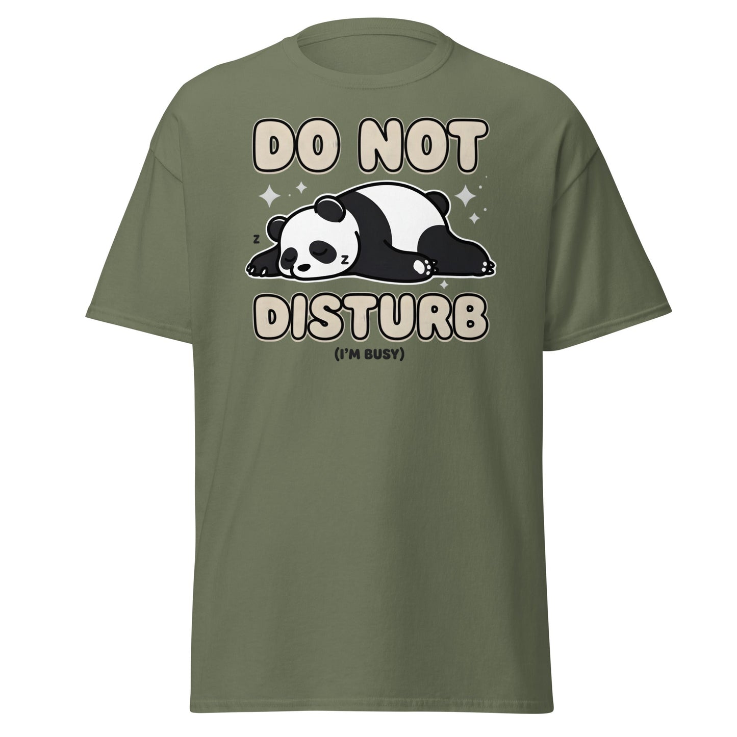 Do Not Disturb Sleeping Panda T-Shirt Funny Nap Tee - Military Green - T-Shirts Online