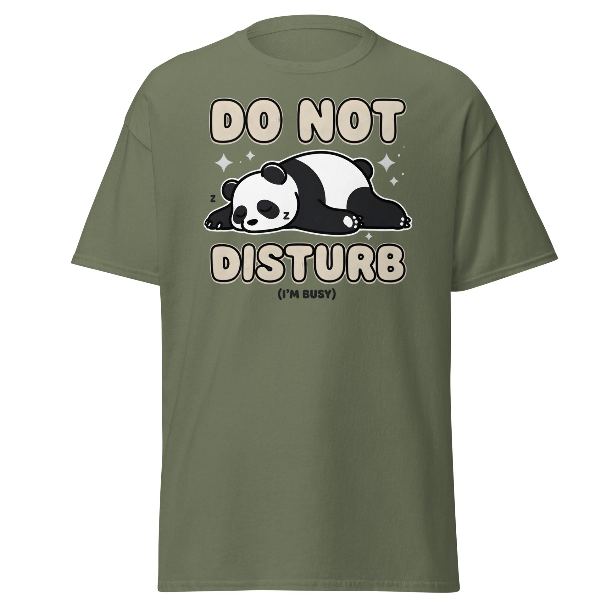 Do Not Disturb Sleeping Panda T-Shirt Funny Nap Tee - Military Green - T-Shirts Online