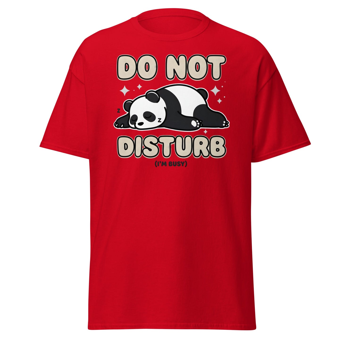 Do Not Disturb Sleeping Panda T-Shirt Funny Nap Tee - Red - T-Shirts Online