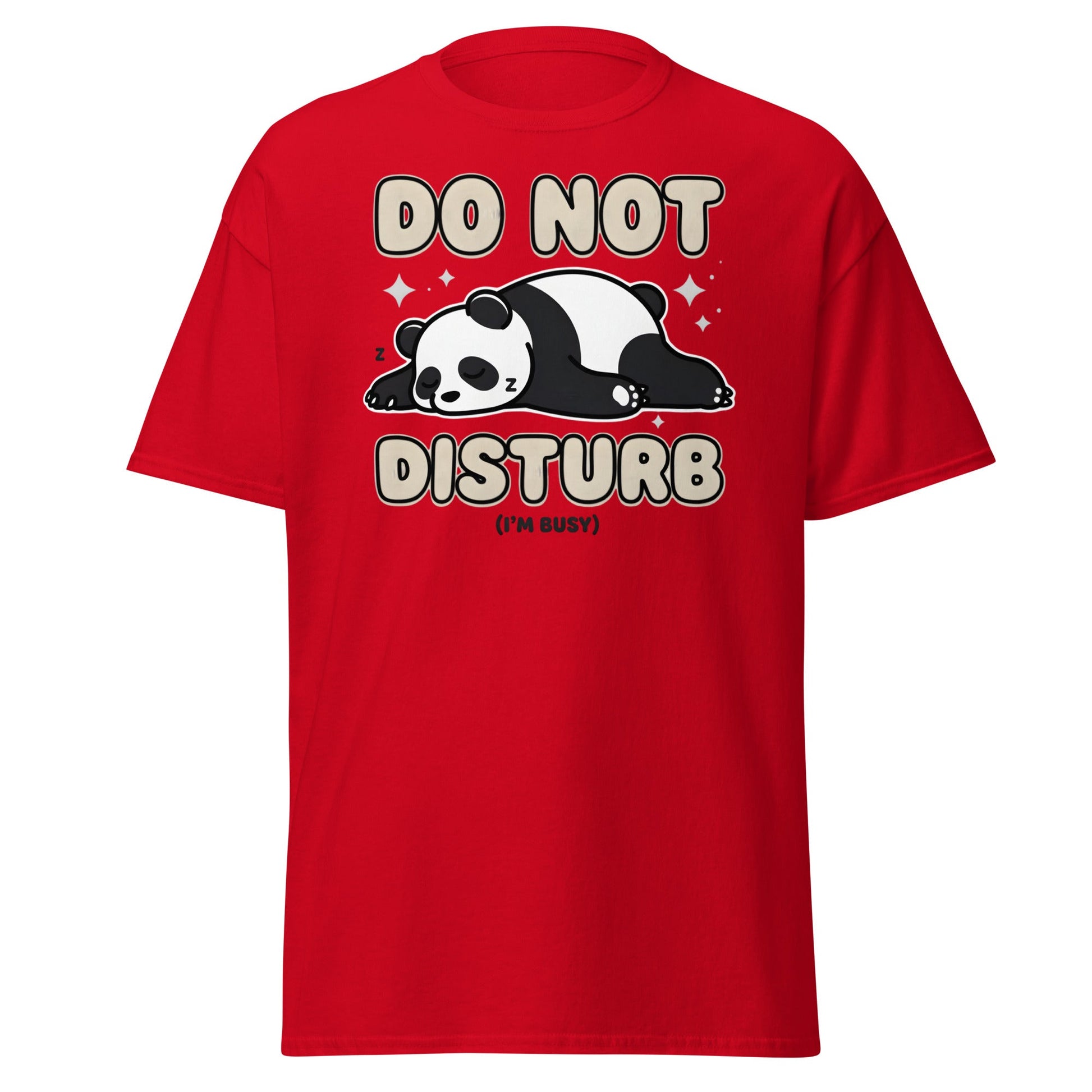 Do Not Disturb Sleeping Panda T-Shirt Funny Nap Tee - Red - T-Shirts Online
