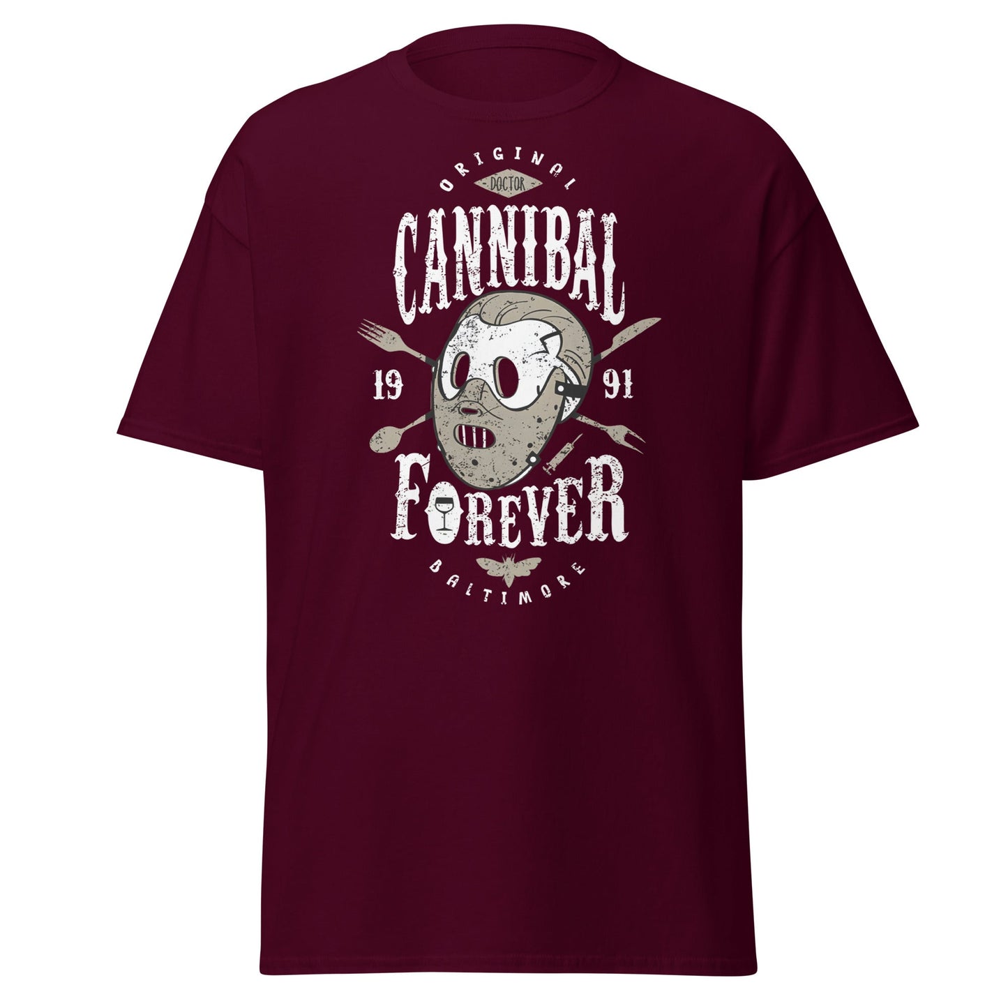 Doctor Cannibal T-Shirt – Horror Movie Parody Tee - Maroon - T-Shirts Online