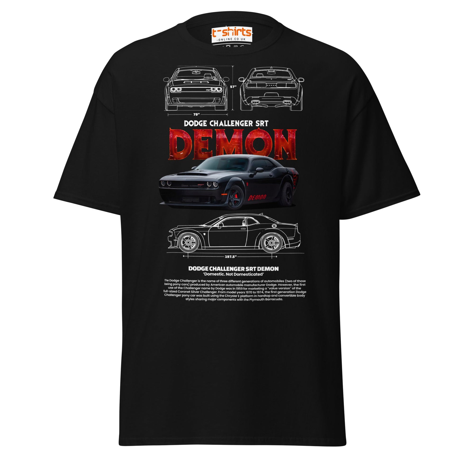Dodge Challenger SRT Demon T-Shirt | Muscle Car Tee - Black - T-Shirts Online