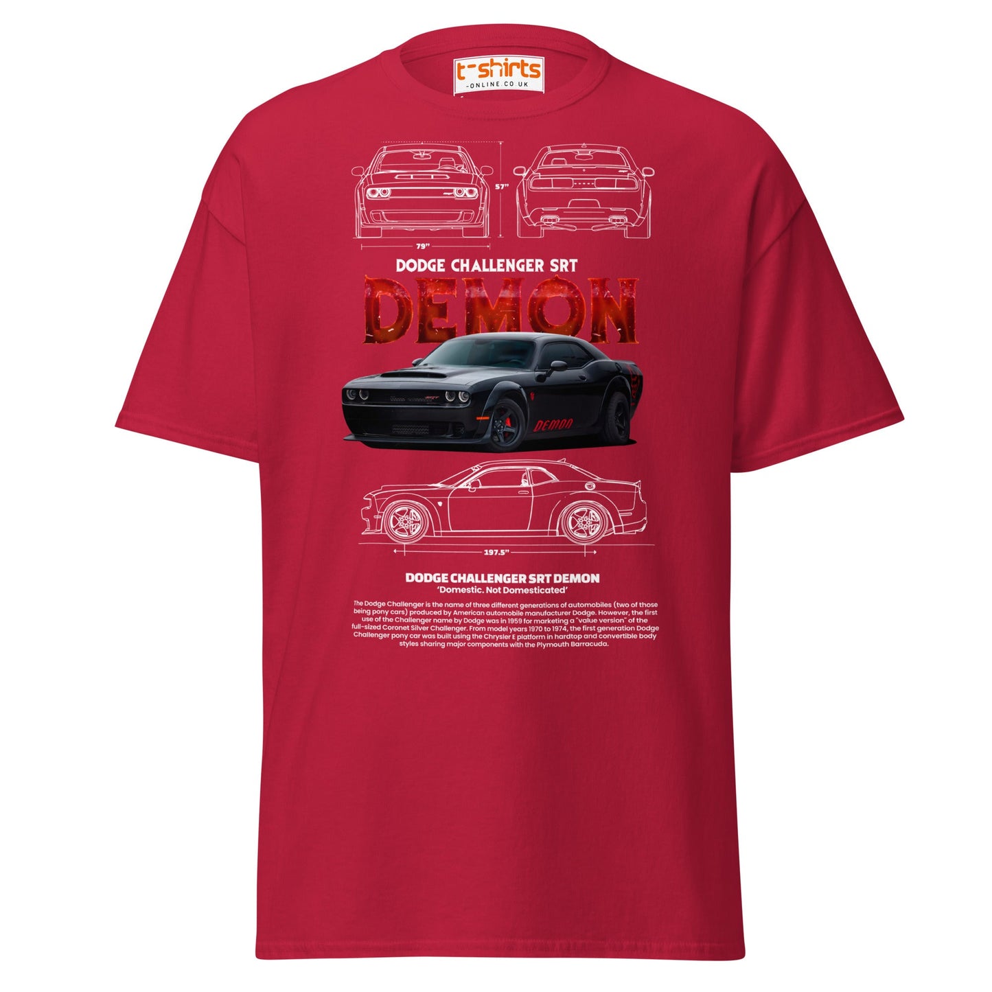 Dodge Challenger SRT Demon T-Shirt | Muscle Car Tee - Cardinal - T-Shirts Online