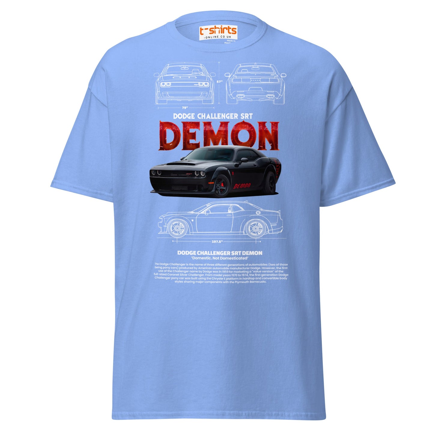 Dodge Challenger SRT Demon T-Shirt | Muscle Car Tee - Carolina Blue - T-Shirts Online