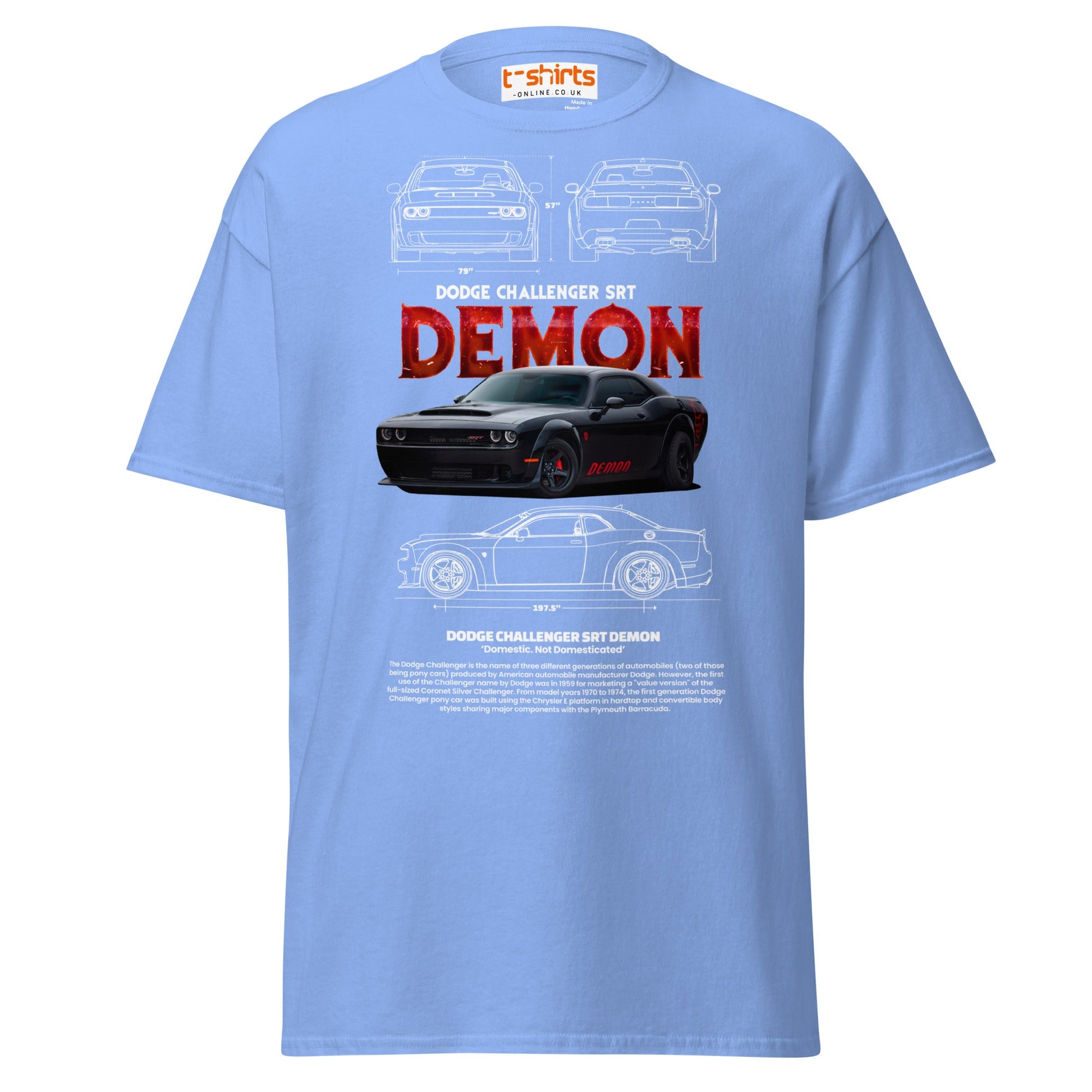 Dodge Challenger SRT Demon T-Shirt | Muscle Car Tee - Carolina Blue - T-Shirts Online