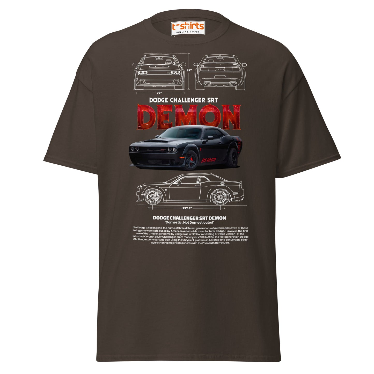 Dodge Challenger SRT Demon T-Shirt | Muscle Car Tee - Dark Chocolate - T-Shirts Online