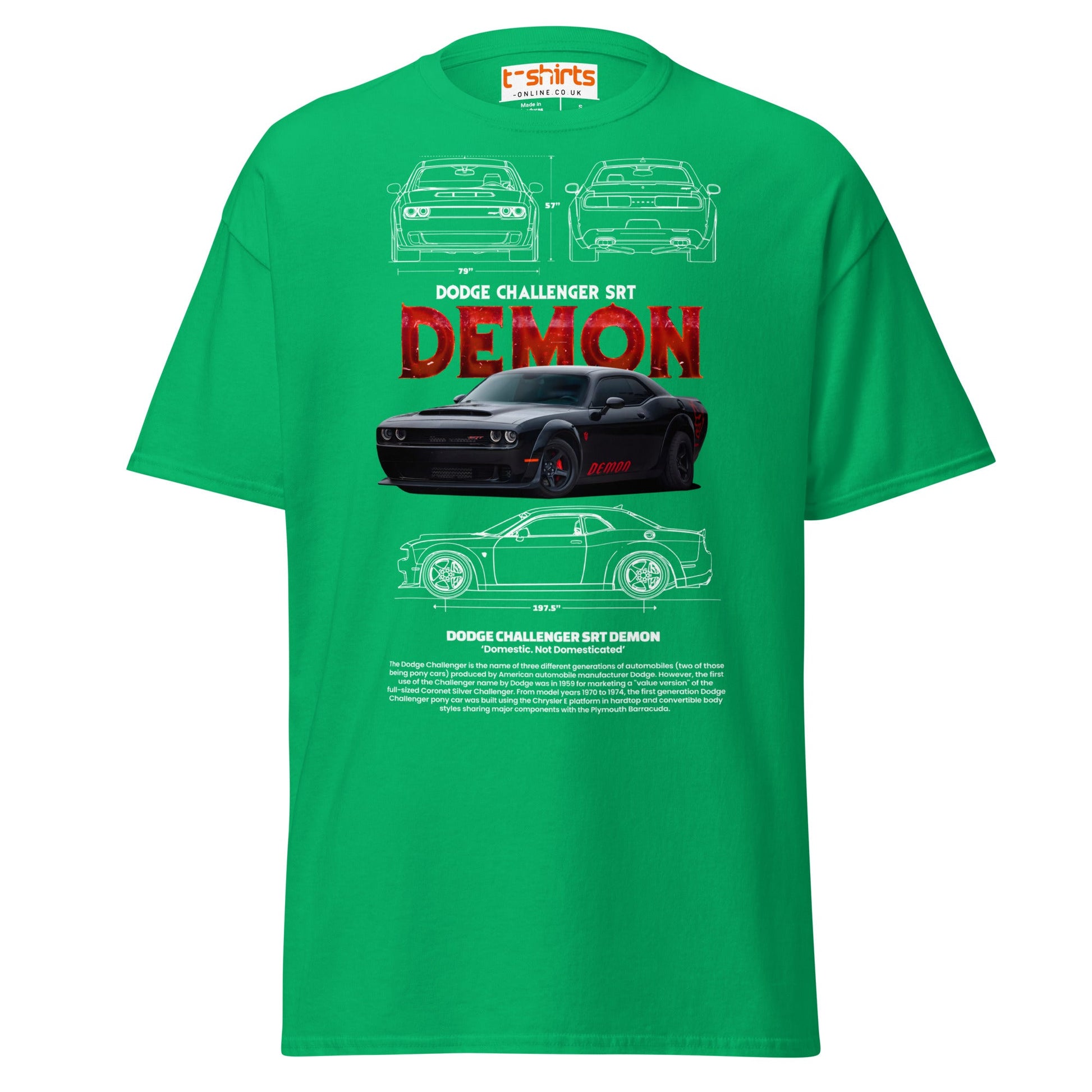 Dodge Challenger SRT Demon T-Shirt | Muscle Car Tee - Irish Green - T-Shirts Online