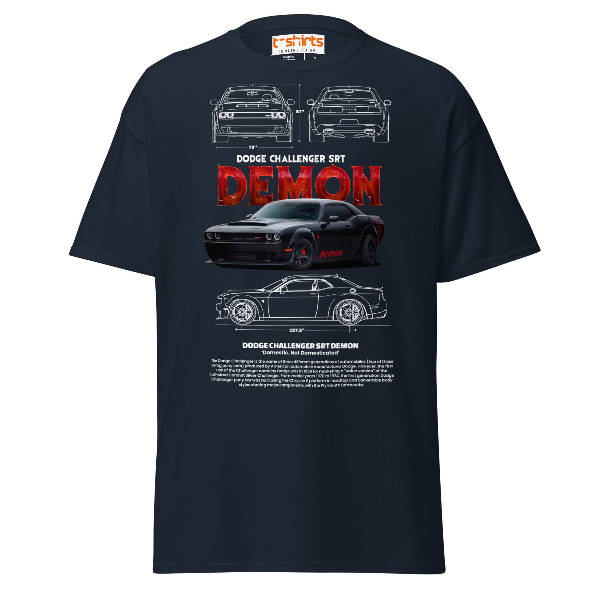 Dodge Challenger SRT Demon T-Shirt | Muscle Car Tee - Navy - T-Shirts Online