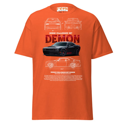 Dodge Challenger SRT Demon T-Shirt | Muscle Car Tee - Orange - T-Shirts Online